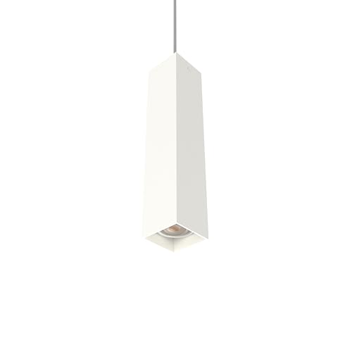 L+ Minimale Hängeleuchte, modern, handgefertigt, Lampenschirm aus Metall GU10, Küche, Wohnzimmer, Schlafzimmer, modernes Design (Weiß, 6 x 6 x 30 cm) von L+