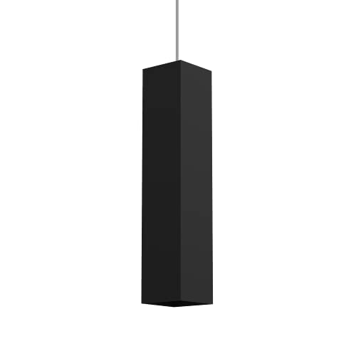 L+ Minimale Pendelleuchte, modern, handgefertigt, Lampenschirm aus Metall GU10, Küche, Wohnzimmer, Schlafzimmer, modernes Design (Schwarz, 6 x 6 x 30 cm) von L+