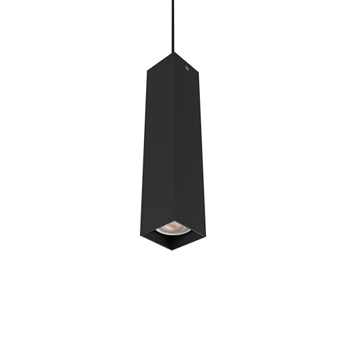 L+ Minimale Pendelleuchte, modern, handgefertigt, Lampenschirm aus Metall GU10, Küche, Wohnzimmer, Schlafzimmer, modernes Design (Schwarz, 6 x 6 x 30 cm) von L+