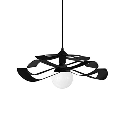 L+ Moderne Deckenleuchte mit E27-Sockel, Lampenschirm aus lackiertem Metall, Weiß oder Schwarz (Schwarz, Ø40cm) von L+
