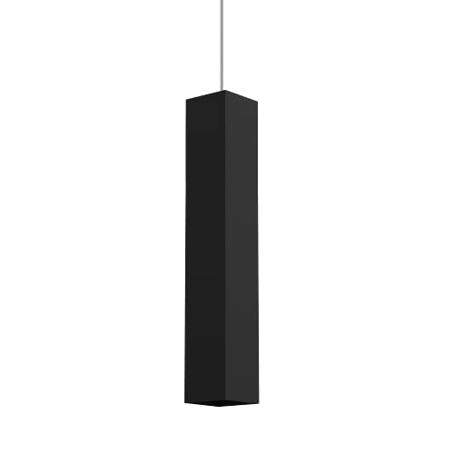 L+ Moderne Hängelampe, modern, handgefertigt, Lampenschirm aus Metall GU10, Küche, Wohnzimmer, Schlafzimmer, modernes Design (schwarz, 6 x 6 x 40 cm) von L+