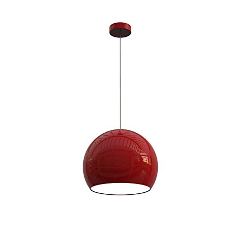 L+ Moderne handgemachte Hängeleuchte Kugel Lampenschirm Metall E27 Küche Wohnzimmer Schlafzimmer Modernes Design (rot innen weiß, Ø25cm) von L+
