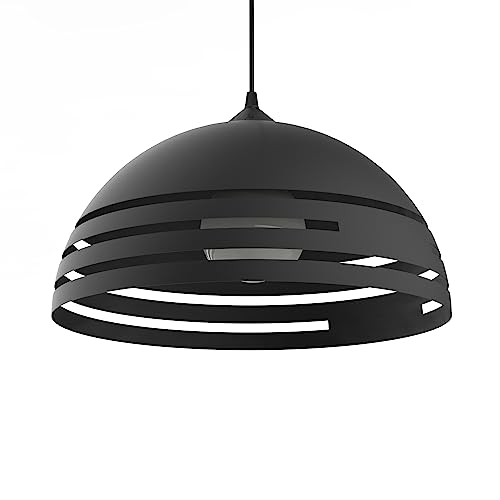 L+ Pendelleuchte, Metall, Kuppelform, Durchmesser 40 cm, Made in Italy, schwarz matt [Energieeffizienzklasse A++] von L+