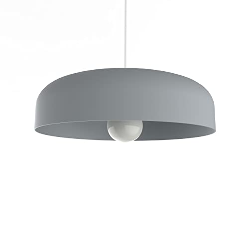 L+ Pendelleuchte, Metall, Zylinderform, Durchmesser 40 cm - 50 cm, Made in Italy, Grau von L+