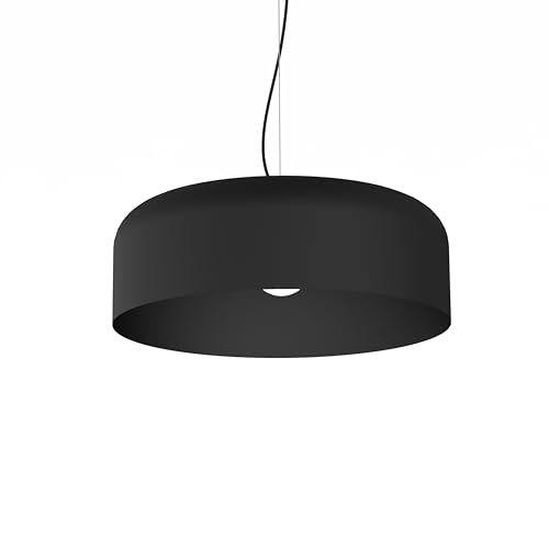 L+ Pendelleuchte, Metall, Zylinderform, Durchmesser 40 cm - 50 cm, Made in Italy, Schwarz von L+