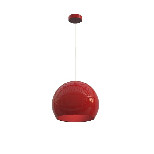 L+ Pendelleuchte Kugel Modern Handgefertigt Lampenschirm Metall E27 Küche Wohnzimmer Schlafzimmer Modernes Design (Rot, Ø25cm) von L+
