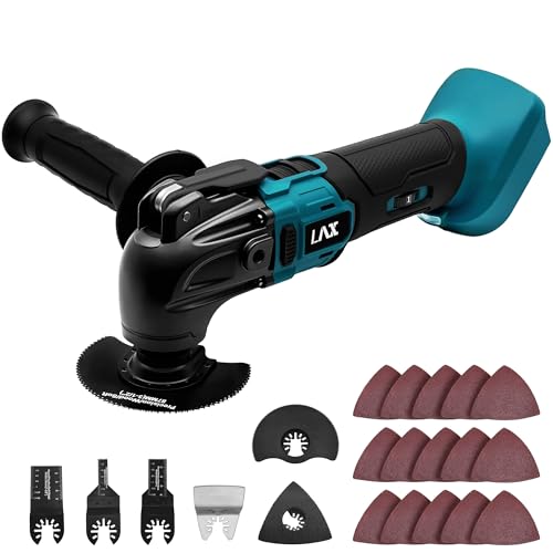 L1NXIXI Multitool Akku Multifunktionswerkzeug für Makita 18V Akku, Oszillationswerkzeug mit 23 Zubehör, 6 Einstellbare Geschwindigkeiten, Multimaster Akku zum Schaben Schneiden Schleifen (Ohne Akku) von L1NXIXI