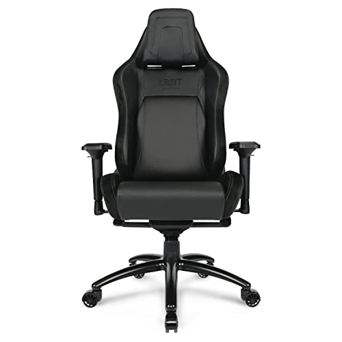 L33T Gaming L33T Bürostuhl Ergonomischer Chefsessel Pro Comfort PC-Stuhl mit Nacken, u. Lendenwirbelkissen, Verstellbarer Schreibtischstuhl E-Sports Gaming Chair, PU-Lederbezug, Schwarz, normal von L33T Gaming