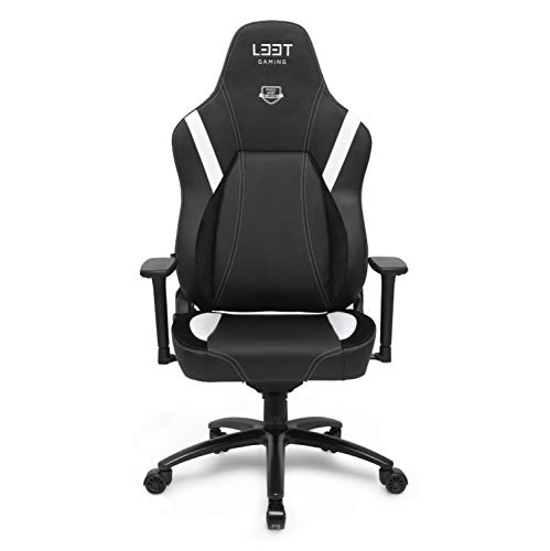 L33T Gaming Stuhl | extra breiter Sitz HQ Bürostuhl Ergonomischer Chefsessel E-Sport PC-Stuhl mit Lendenwirbelstütze, Lederbezug, Verstellbarer Schreibtischstuhl E-Sports Gaming Chair, schwarz, ZL218 von L33T Gaming