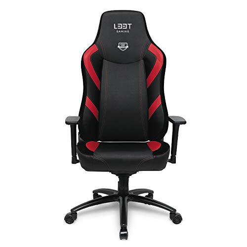 L33T Gaming Stuhl | extra breiter Sitz HQ Bürostuhl Ergonomischer Chefsessel E-Sport PC-Stuhl mit mechanische Lendenwirbelstütze, Lederbezug, Verstellbarer Schreibtischstuhl E-Sports Gaming Chair von L33T Gaming