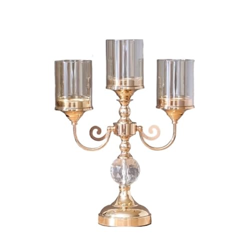 Kerzenhülsenhalter Einfache Metall Glas DREI-Kopf Kerze Halter Wohnzimmer Esstisch Hochzeit Dekoration Ornamente(Groß) von L3s9mPzVb4