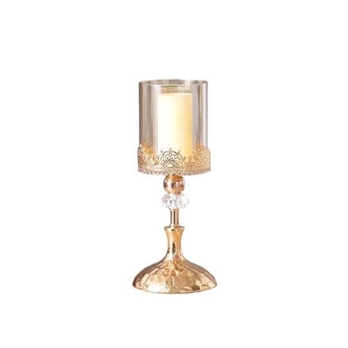 Kerzenhülsenhalter Goldener Kerzenständer aus Metall und Glas for Zuhause, Esstisch, Dekoration, Ornament, Kerzenhalter(Klein) von L3s9mPzVb4