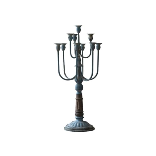 Kerzenhülsenhalter Retro Alten Eisen Leuchter Ornamente Blume Shop Hochzeit Western Restaurant Weihnachten Dekoration Requisiten(Blue) von L3s9mPzVb4