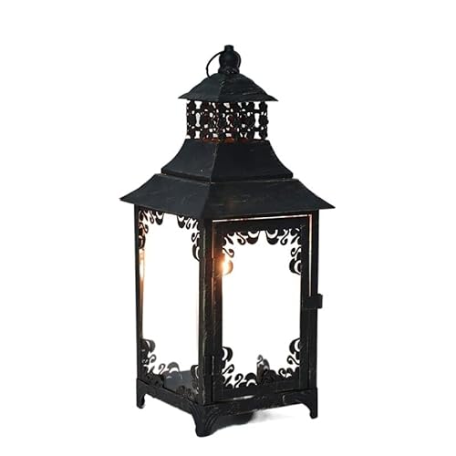 Kerzenhülsenhalter Vintage Metall Kerzenhalter Hängende Laternen Kerzenständer Glaslampe Außenbeleuchtung Garten Hängelampen Halloween Lichter(Schwarz) von L3s9mPzVb4