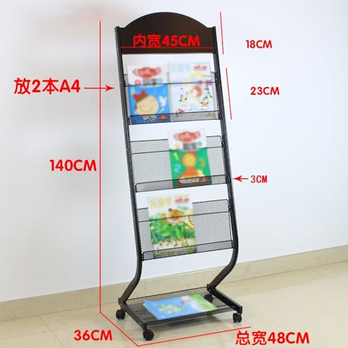 L3s9mPzVb4 Bodenstehender Zeitschriftenständer Bodenständer S-förmiger Zeitungsständer aus Eisen Bücherständer Zeitschriftenständer Informationsständer Werbeständer(Schwarz) von L3s9mPzVb4