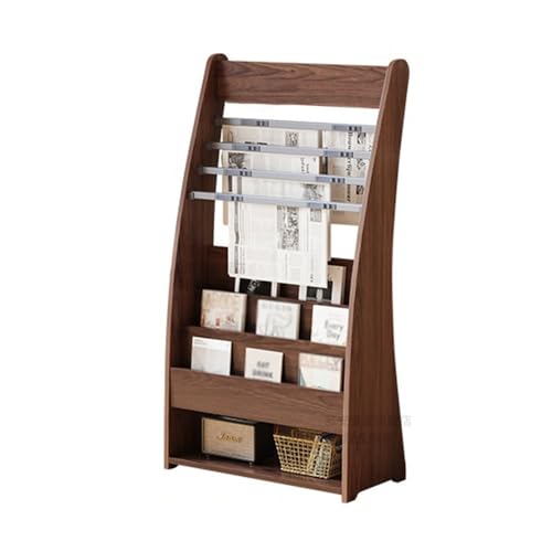 L3s9mPzVb4 Bodenstehender Zeitschriftenständer Bücherregal, Zeitschriftenständer, Zeitungsständer, Bodenregal, Broschürenständer, Journalaufbewahrung, Informationsdisplayständer(Walnut) von L3s9mPzVb4
