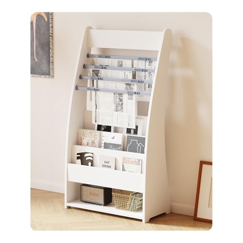 L3s9mPzVb4 Bodenstehender Zeitschriftenständer Bücherregal, Zeitschriftenständer, Zeitungsständer, Bodenregal, Broschürenständer, Journalaufbewahrung, Informationsdisplayständer(Warm White) von L3s9mPzVb4