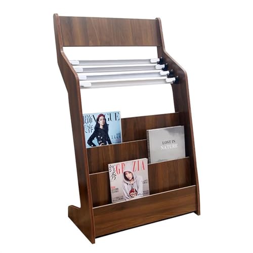 L3s9mPzVb4 Bodenstehender Zeitschriftenständer Moderner Zeitschriftenhalter, Broschürenständer, kleiner Zeitungsständer aus Holz, bodenstehender , Büro-Zeitungsständer, Walnussfarbe von L3s9mPzVb4
