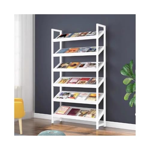 L3s9mPzVb4 Bodenstehender Zeitschriftenständer Modernes Design Zeitschriftenständer Holz Lagerregal Schräg Display Bücherregale Boden-zu-Decke Werbung(Weiß) von L3s9mPzVb4