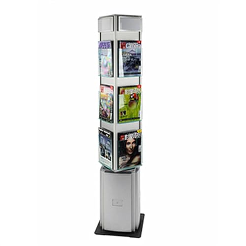 L3s9mPzVb4 Bodenstehender Zeitschriftenständer Rotierender vertikaler Informationsständer, quadratischer Bankzeitungsständer, Bodenfaltblattständer, Zeitungsständer, A4-Broschürenständer von L3s9mPzVb4