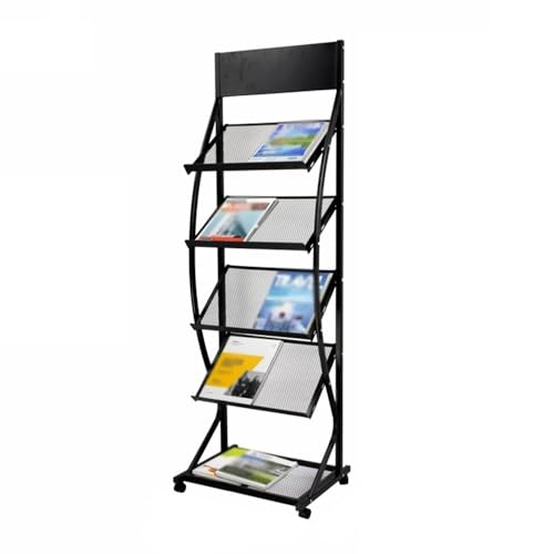 L3s9mPzVb4 Bodenstehender Zeitschriftenständer Vertikaler Boden-Zeitungsständer, Broschürenaufbewahrung, Zeitungsaufbewahrungsständer, Büromöbel, Zeitungsständer(Schwarz) von L3s9mPzVb4