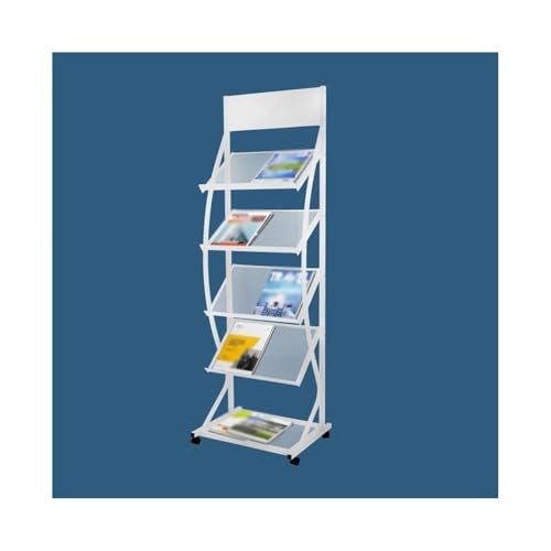 L3s9mPzVb4 Bodenstehender Zeitschriftenständer Vertikaler Boden-Zeitungsständer, Broschürenaufbewahrung, Zeitungsaufbewahrungsständer, Büromöbel, Zeitungsständer(Weiß) von L3s9mPzVb4