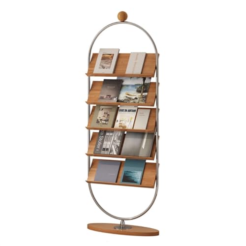 L3s9mPzVb4 Bodenstehender Zeitschriftenständer Vintage Zeitungsständer Massivholz Kirschholz Leseregal Wohnzimmer Boden Bücherregal Schlankes kreatives illustriertes Zeitungsregal(Bruin) von L3s9mPzVb4