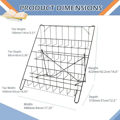 L3s9mPzVb4 Bodenstehender Zeitschriftenständer Zeitschriftenständer aus Metalldraht mit 4 offenen Ebenen for Zeitschriften und Broschüren, schwarz, for Wohnzimmer Büro von L3s9mPzVb4