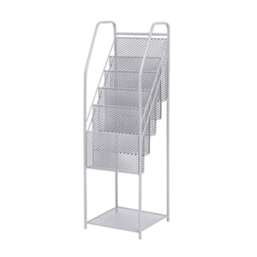 L3s9mPzVb4 Bodenstehender Zeitschriftenständer Zeitungsständer, Metall-Zeitschriftenständer, Bücherständer, Präsentationsständer, Prospektständer, Bodenlagerregal(Grigio) von L3s9mPzVb4