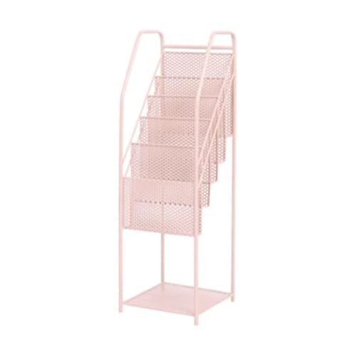 L3s9mPzVb4 Bodenstehender Zeitschriftenständer Zeitungsständer, Metall-Zeitschriftenständer, Bücherständer, Präsentationsständer, Prospektständer, Bodenlagerregal(Pink) von L3s9mPzVb4