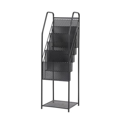 L3s9mPzVb4 Bodenstehender Zeitschriftenständer Zeitungsständer, Metall-Zeitschriftenständer, Bücherständer, Präsentationsständer, Prospektständer, Bodenlagerregal(Schwarz) von L3s9mPzVb4