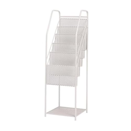 L3s9mPzVb4 Bodenstehender Zeitschriftenständer Zeitungsständer, Metall-Zeitschriftenständer, Bücherständer, Präsentationsständer, Prospektständer, Bodenlagerregal(Weiß) von L3s9mPzVb4