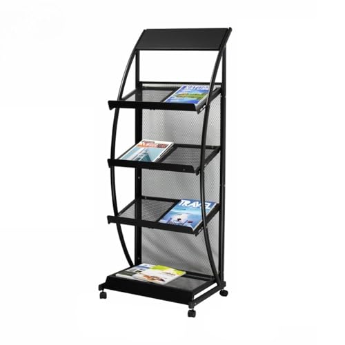 L3s9mPzVb4 Bodenstehender Zeitschriftenständer Zeitungsständer, Verkaufsständer, Bodenstehend, Prospektständer, vertikale Broschürenaufbewahrung, , Büromöbel(Schwarz) von L3s9mPzVb4