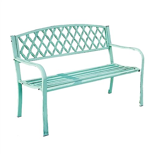 L3s9mPzVb4 Gartenmöbel Terrassenbänke for den Außenbereich, dekorative Vintage-Gartenstühle aus Metall for die Lange Terrasse – Möbel for die Veranda(Blue) von L3s9mPzVb4