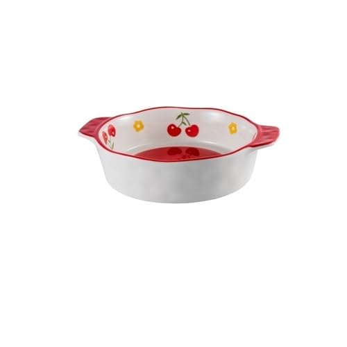 L3s9mPzVb4 Keramik-Auflaufform 1000 ml, doppelohriger Keramik-Rundofen mit Backplatte, Käse-Reissalat, tiefer Mundplatte(Red) von L3s9mPzVb4