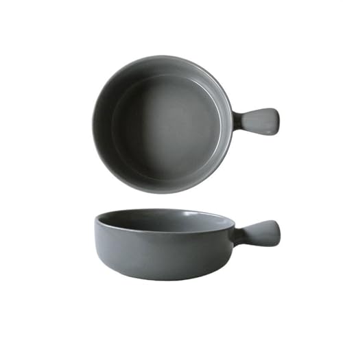 L3s9mPzVb4 Keramik-Auflaufform 500ML Ofengebackene Reisschüssel Keramik-Obstsalatschüssel Backen Einhand-Backform Haushaltsfrühstücksschüssel Teller(Grigio) von L3s9mPzVb4