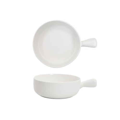 L3s9mPzVb4 Keramik-Auflaufform 500ML Ofengebackene Reisschüssel Keramik-Obstsalatschüssel Backen Einhand-Backform Haushaltsfrühstücksschüssel Teller(Weiß) von L3s9mPzVb4