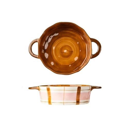 L3s9mPzVb4 Keramik-Auflaufform 560ML Große Kapazität Keramik Backform Hause Backen Reis Schüssel Salat Suppe Platte(Pink,970ml) von L3s9mPzVb4