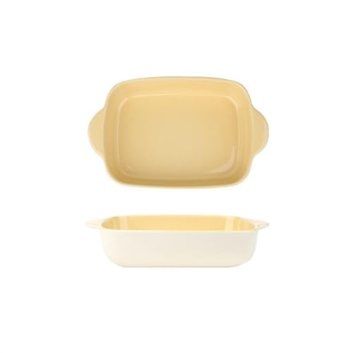 L3s9mPzVb4 Keramik-Auflaufform Backform Käse Gebackene Reisschüssel Ofen Spezialplatte Rechteckige Backschüssel Gemüseplatte Muschelplatte Keramikplatte(Yellow,6.8inches) von L3s9mPzVb4