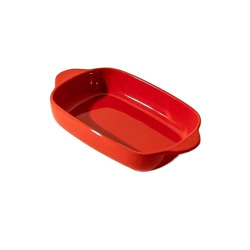 L3s9mPzVb4 Keramik-Auflaufform Gebackener Reis-Backform, Keramik-Doppelohr-Backschüssel, Home-Mikrowellen-Teller, Ofen, spezielle Utensilien(Red) von L3s9mPzVb4