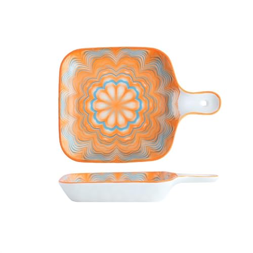 L3s9mPzVb4 Keramik-Auflaufform Hochtemperatur-Keramikschale mit Griff Haushaltsbackform Käse gebackener Reisteller Ofen spezielle Backform(Orange) von L3s9mPzVb4