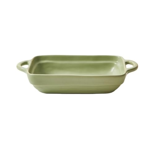 L3s9mPzVb4 Keramik-Auflaufform Keramik-Backform for Käse und Reis, Backform mit Doppelohren, for den Heim-Mikrowellenherd, Speiseform, breite Spaghetti-Schale(Green,6.7inch) von L3s9mPzVb4