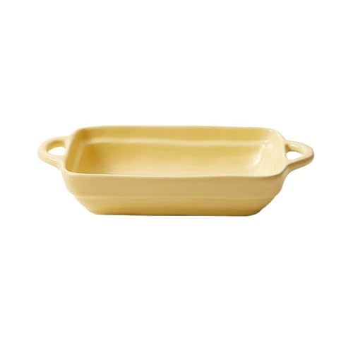 L3s9mPzVb4 Keramik-Auflaufform Keramik-Backform for Käse und Reis, Backform mit Doppelohren, for den Heim-Mikrowellenherd, Speiseform, breite Spaghetti-Schale(Yellow,6.7inch) von L3s9mPzVb4
