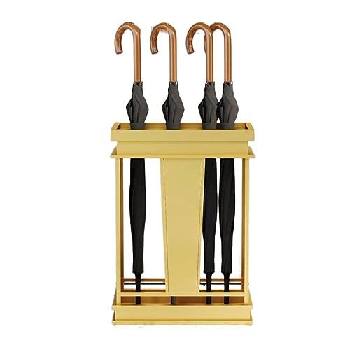 L3s9mPzVb4 Schirmständer Kommerzieller rechteckiger Schirmständer, for den Hotellobbyeingang, Gehstockhalter, mit 12 Löchern und einer kostenlosen Regenwasserabflussschale am Boden(Gold) von L3s9mPzVb4
