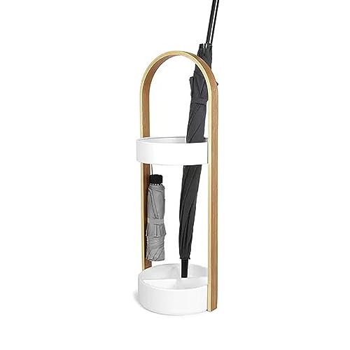 Schirmständer Schirmständer for den Hauseingang, freistehender Schirmhalter aus Metall, runder Schirm-Organizer mit 3 Haken for lange kurze Schirme, Gehstock, Heimbüro im Innenbereich(Weiß) von L3s9mPzVb4