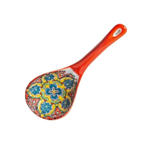 Suppenkelle Traditionelle Soßen- und Suppenkelle aus Porzellan, 21,5 cm, große Keramik-Haushaltssuppe, weiß(Orange) von L3s9mPzVb4
