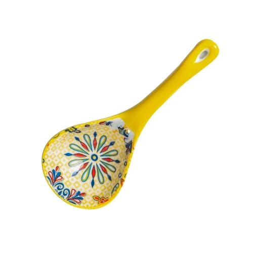 Suppenkelle Traditionelle Soßen- und Suppenkelle aus Porzellan, 21,5 cm, große Keramik-Haushaltssuppe, weiß(Yellow) von L3s9mPzVb4