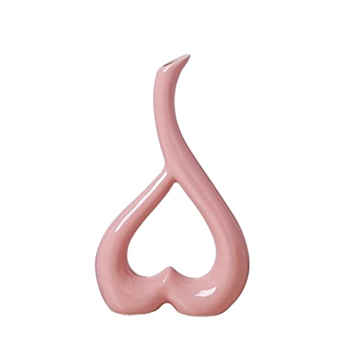 Vase für Dekor Blumentopf Haushalt Einfarbig Herzförmige Keramik Vase Dekoration Wohnzimmer Büro Dekorationen(Light Pink) von L3s9mPzVb4