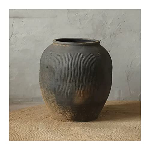 Vase für Dekor Großer runder, bauchgrauer Keramiktopf, Vintage-Blumenvase, grüne Pflanzenvase, Keramikvase, Boden, Zuhause, Wohnzimmer, Dekoration, Hotel, Korridor, Lobby(Klein) von L3s9mPzVb4
