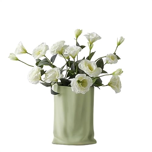 Vase für Dekor Keramikvase, Blumenarrangementvase for Zuhause und Wohnzimmer, Veranda-Tischdekoration, Papiertütenvase(Green) von L3s9mPzVb4